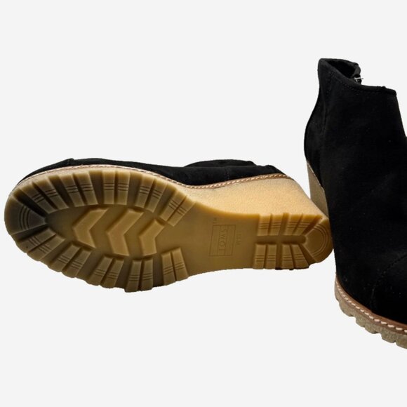 TOMS Avery Black Suede Wedge Ankle Booties Size 10 NWT 3” Heel Casual Shoes - Picture 7 of 10